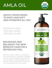 Velona Amla Oil amber bottle signals purity and easy daily use.