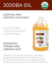 Velona Jojoba Oil USDA Organic label emphasizes purity and cold-pressed quality.