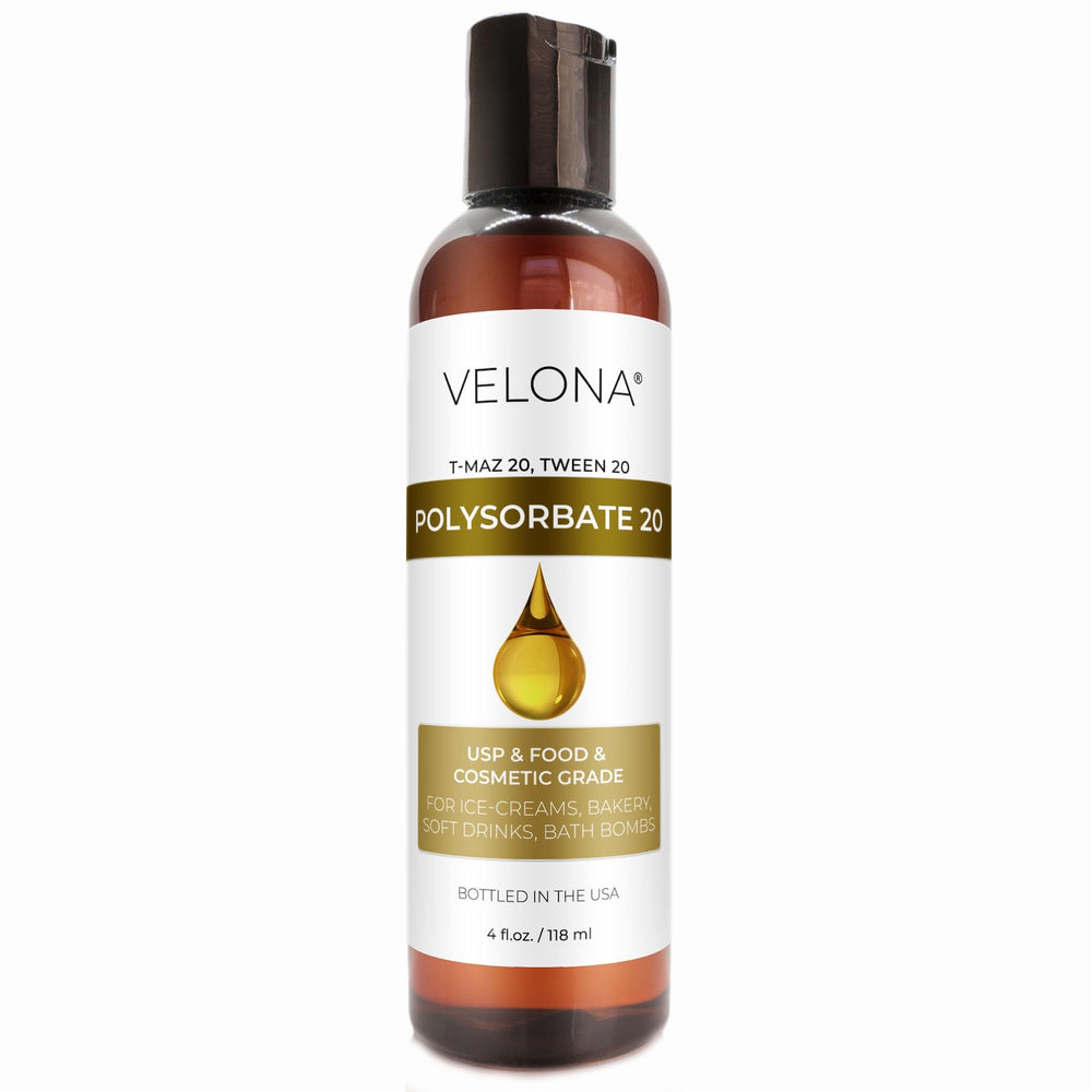 Velona Polysorbate 20 bottle for oil–water emulsions in skincare.