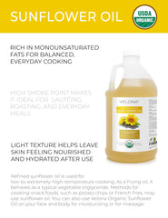 Velona sunflower oil cooking scene with neutral flavor ready for dressings.