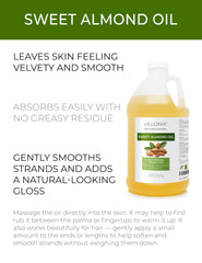 Velona Sweet Almond Oil drops on hand show quick, lightweight moisturization.