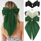 VELSCRUN black satin hair bow clip for elegant, secure styling.