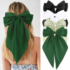 VELSCRUN black satin hair bow clip for elegant, secure styling.