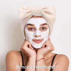 VELSCRUN spa headband with bow stays lightweight through long skincare rituals.