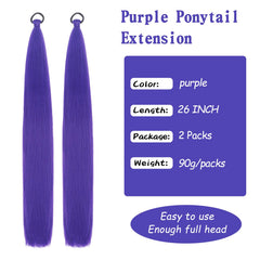 Vemet two-packs purple pony tail extensions easy install for beginners