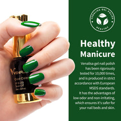 VENALISA emerald green gel polish brush demonstrates smooth, even application for a professional look.