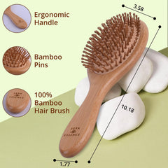 Vera Essence bamboo brush ergonomic handle closeup emphasizes comfortable grip and reduced wrist strain.