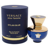 Versace Dylan Blue Pour Femme bottle in blue glass for daily wear and subtle sophistication