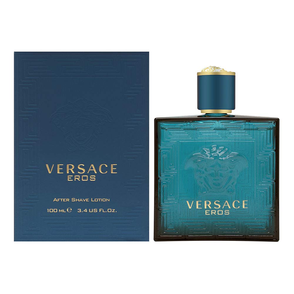 Versace Eros for Men aftershave lotion bottle offering a refreshing post-shave scent.