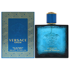 Versace Eros for Men bottle front view showing bold masculine design and presence