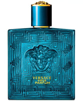 Versace Eros Parfum bottle front view, ideal for evening dressing and confident scent presence.