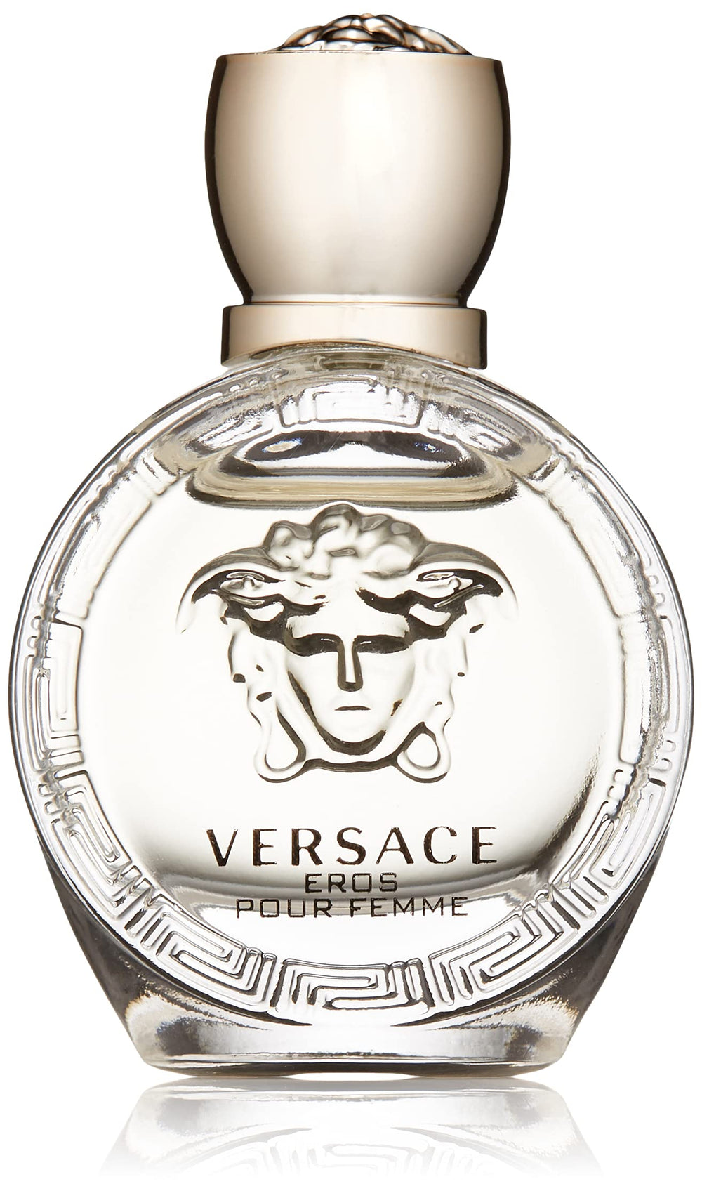 Versace Eros Pour Femme bottle front shows compact luxury for travel