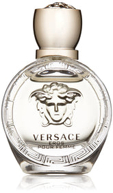 Versace Eros Pour Femme bottle front shows compact luxury for travel