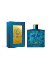 Versace Eros spray application image highlighting long lasting parfum experience for confident daytime or night wear