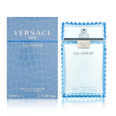 Versace Man Eau Fraiche bottle front view showing fresh lemon notes for daytime wear.
