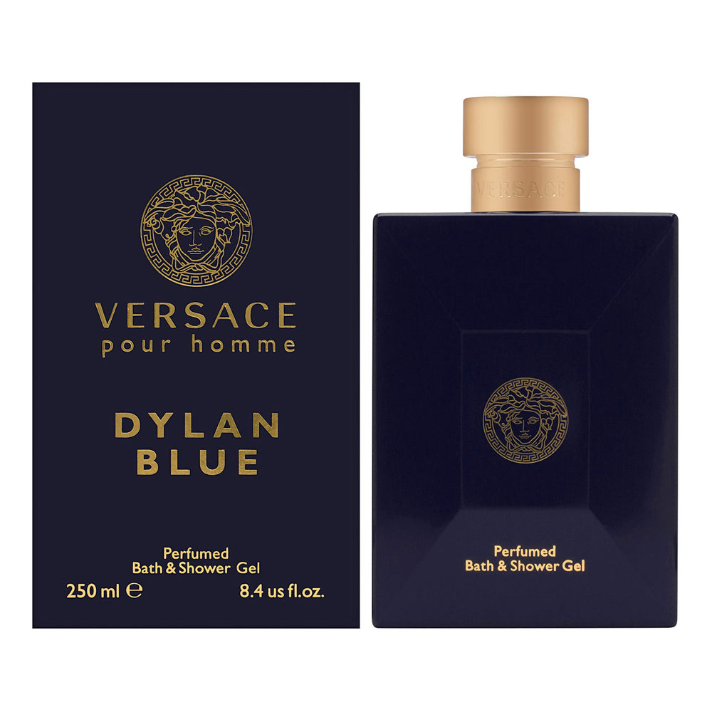 Versace Pour Homme Dylan Blue bath gel bottle ready for a refreshing morning routine.