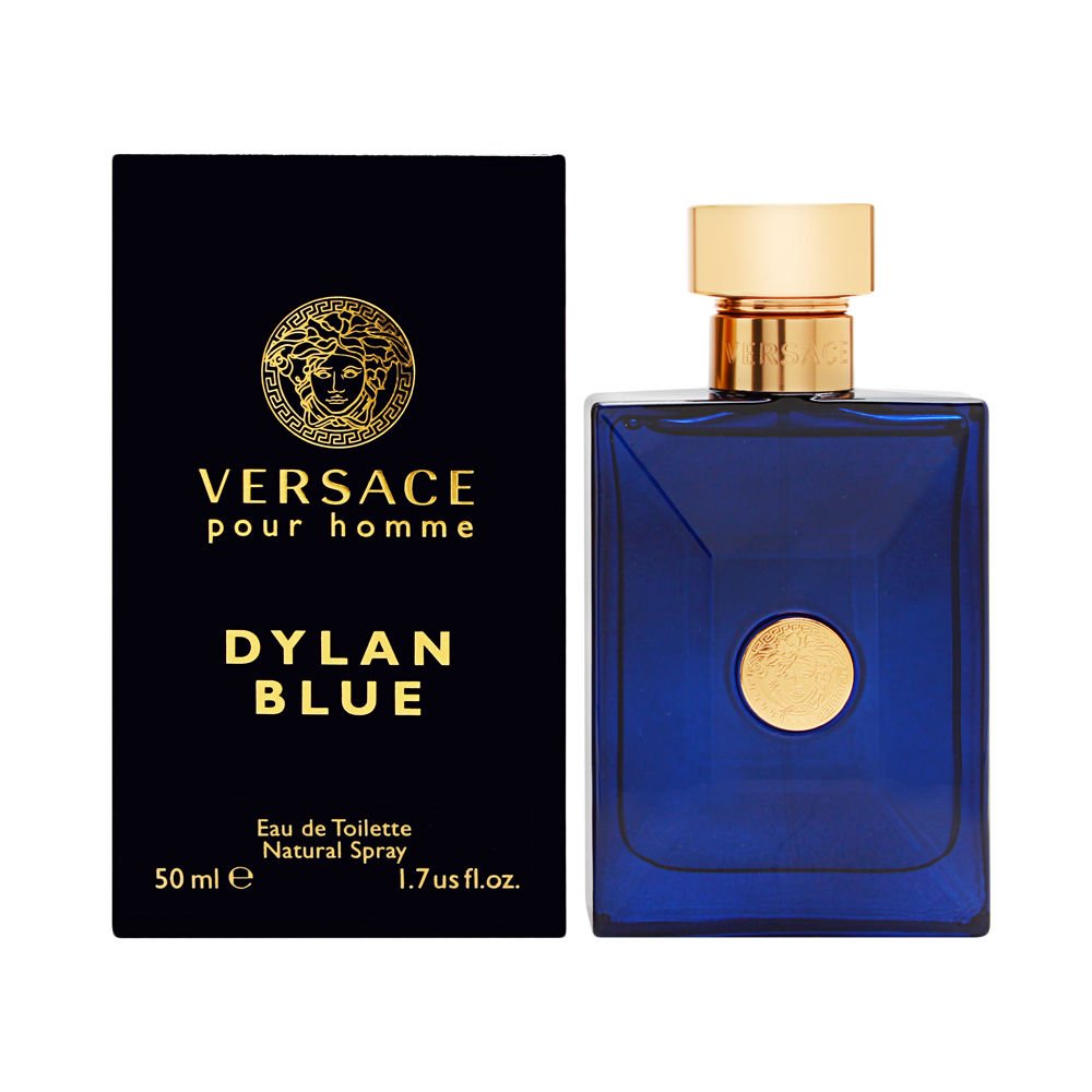 Versace Pour Homme Dylan Blue bottle close-up showing premium design for a confident first impression.