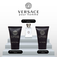 Versace Pour Homme mini set edt bottle highlights citrus-woody fragrance for daily wear