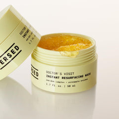 Versed Doctor's Visit mask on face shows two-minute exfoliation without tingling