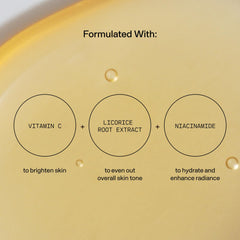 Versed Weekend Glow serum label details show niacinamide and vitamin C for brighter skin