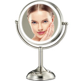 VESAUR 8.5-inch makeup mirror front view shows a pearl nickel frame for elegant grooming