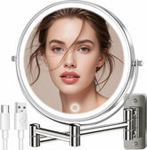 VESAUR 9 inch wall-mount makeup mirror showing 1x and 15x magnification for detail work.
