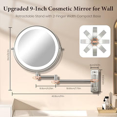 VESAUR mirror with LED lighting in three color modes for accurate makeup tone.