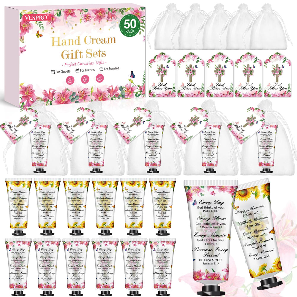 VESPRO Bible hand cream 50-pack for church gifting and events.