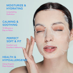 VESPRO natural ingredients collagen essence mask close-up emphasizing gentle care.