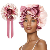 Vettres satin sleep bonnet with full-coverage design protects all hair types overnight.