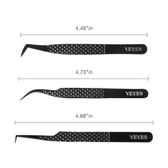 VEYES INC ergonomic curve design aids easy application of classic and volume lashes.