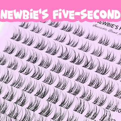 VEYESBEAUTY five-second lashes close-up, showcases minimal clusters for faster DIY looks.