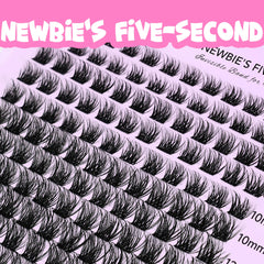 VEYESBEAUTY invisible-band clusters on a close-up of lashes, lightweight comfort.