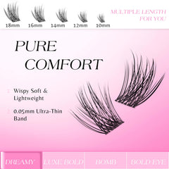VEYESBEAUTY lash bond application image shows precise attachment for secure clusters.