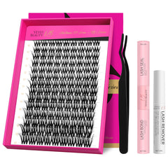 VEYESBEAUTY lash clusters kit setup enabling quick transformation.