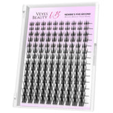 VEYESBEAUTY lash clusters tray shows mixed-length wispy lashes for customizable natural looks.
