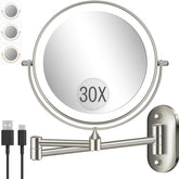 VFD 30X/1X makeup mirror 8-inch dual magnification for precise eyeliner and brows