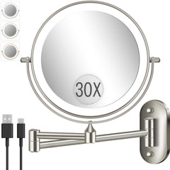 VFD 30X/1X makeup mirror 8-inch dual magnification for precise eyeliner and brows