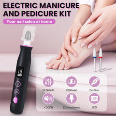 VFD electric nail drill LED light head for clear nail detailing.