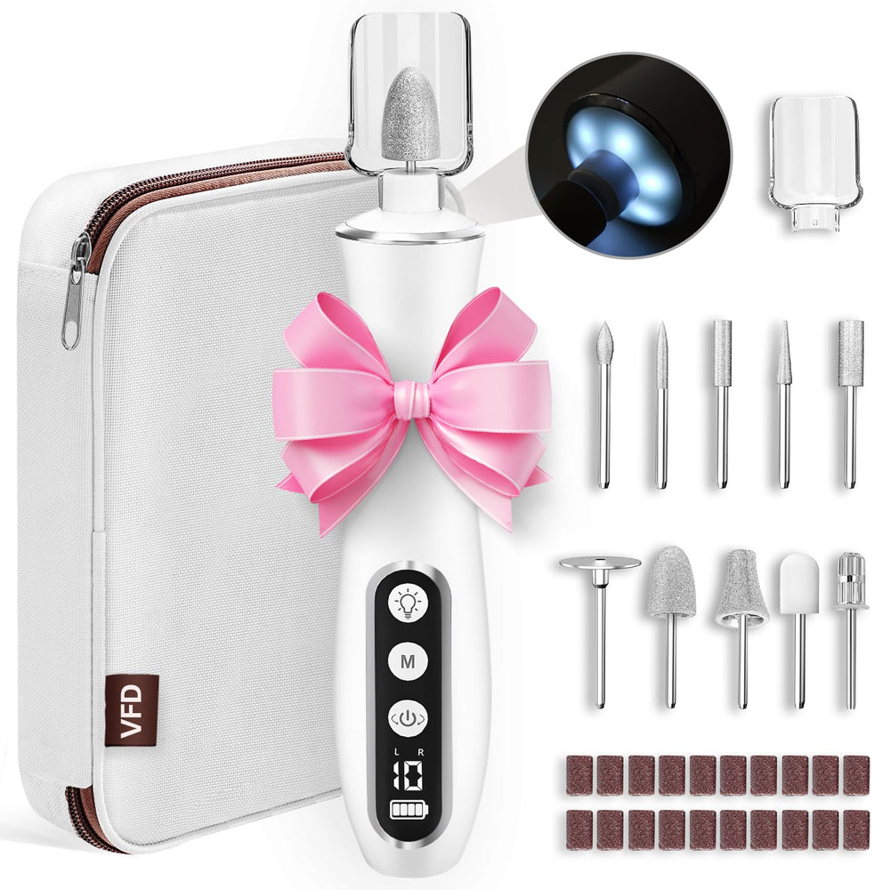 VFD electric nail file drill front view shows cordless convenience for at-home grooming.