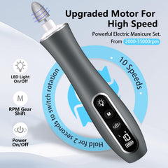 VFD nail drill 10-speed control for precise filing of thick nails