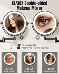 VFD rechargeable mirror with USB Type-C for cord-free convenience