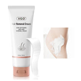 VGO hair removal cream packaging shows convenient at-home use for smooth skin.