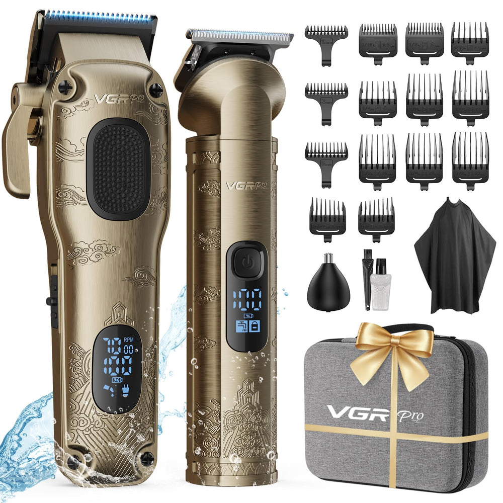 VGRPRO hair clippers with case organized for family grooming