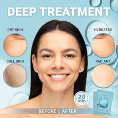VIABEAUTY hyaluronic mask being applied for a 20-minute spa-like treatment.
