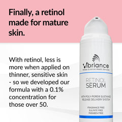 Vibriance Retinol Serum texture close-up highlights silky absorption.