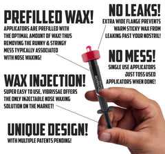 Vibrissae leak-proof design prevents wax from reaching facial hair during use