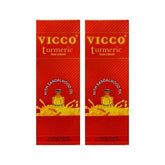 Vicco Turmeric Skin Cream bottle with Sandalwood Oil offering soothing daily moisturization.