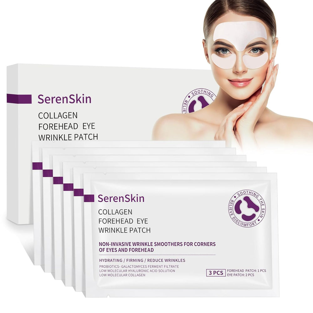VicGFHS forehead patches close-up for wrinkle smoothing and hydration.