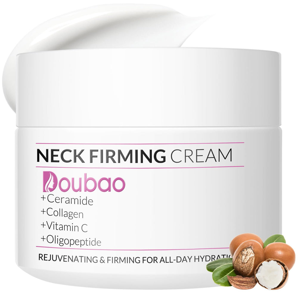VicGFHS neck firming cream tube close-up highlighting hydrating formula for neck